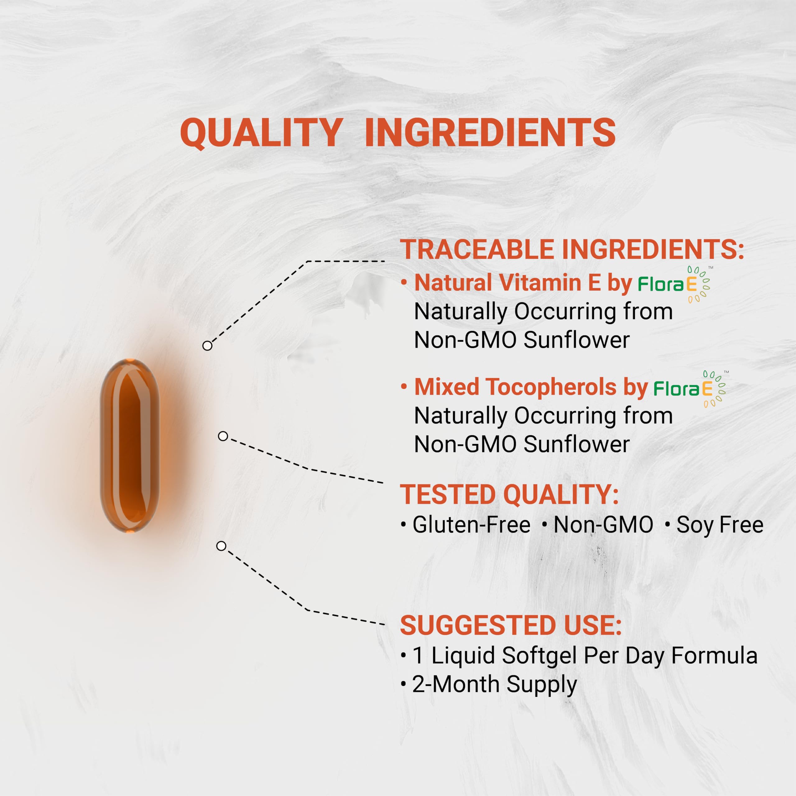 Naturalis vitamina E, detalle de cápsula blanda, experiencia suave al consumirla.