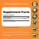 Cápsulas veganas Naturallife Labs Acetil L-Carnitina para energía sostenida.