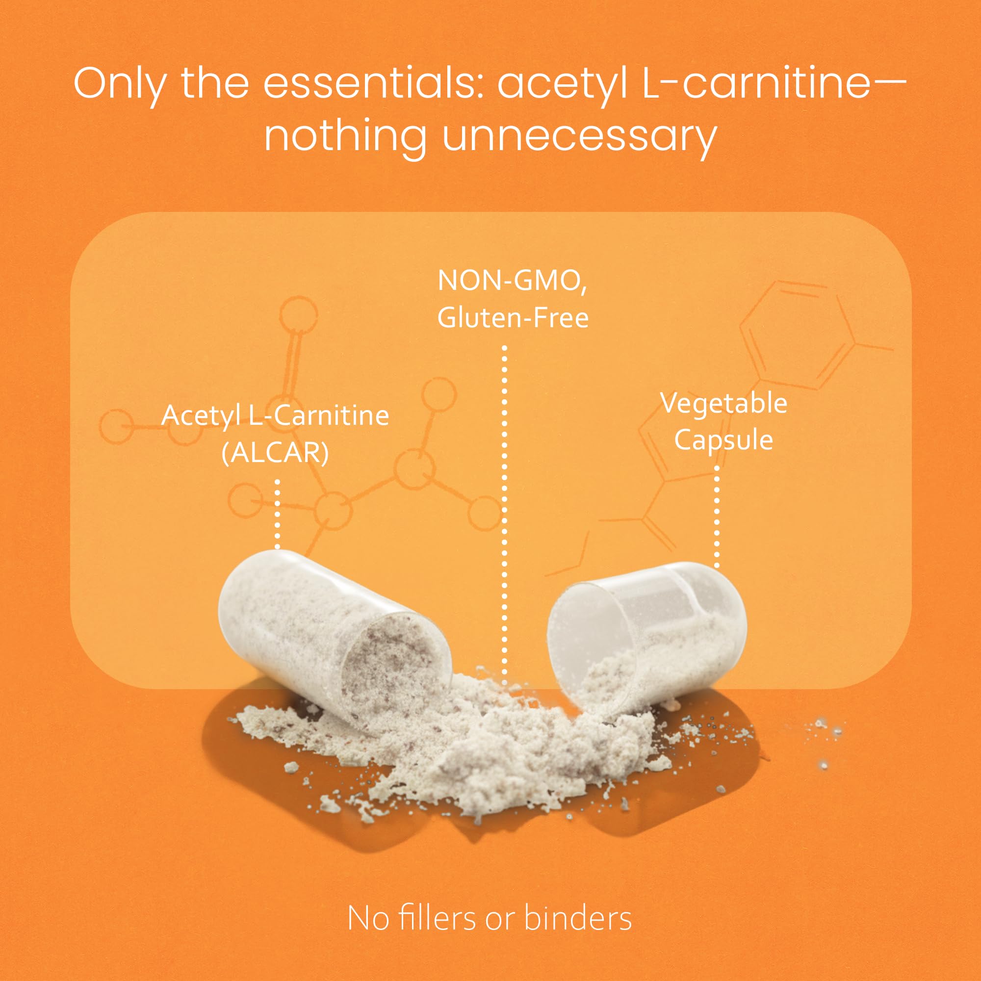 Etiqueta del producto Naturallife Labs Acetil L-Carnitina con información clara.