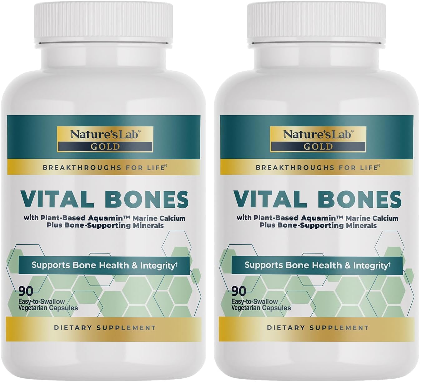 Naturals Lab Gold Vital Bones con Aquamin: cápsulas de calcio vegetal para soporte óseo