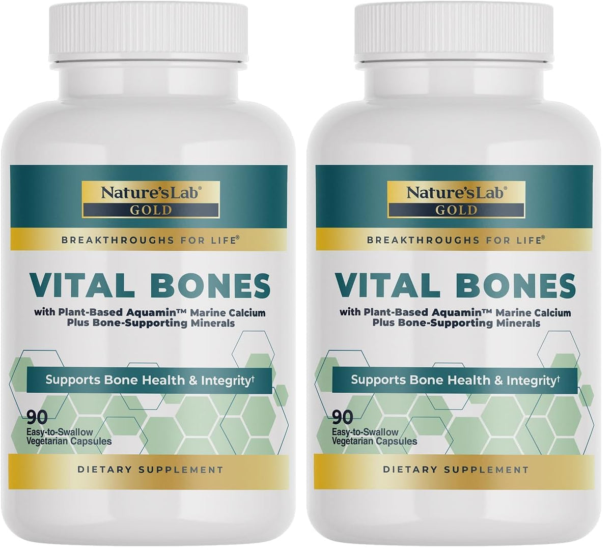Naturals Lab Gold Vital Bones con Aquamin: cápsulas de calcio vegetal para soporte óseo