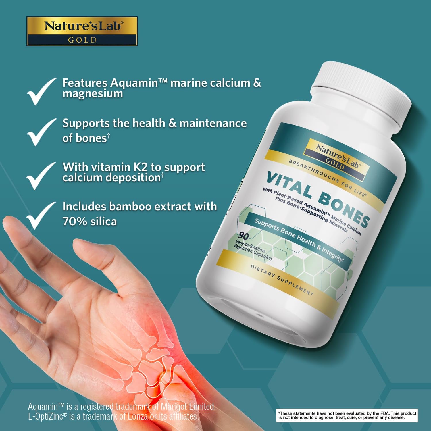 Paquete doble Naturals Lab Gold Vital Bones para consumo diario conveniente