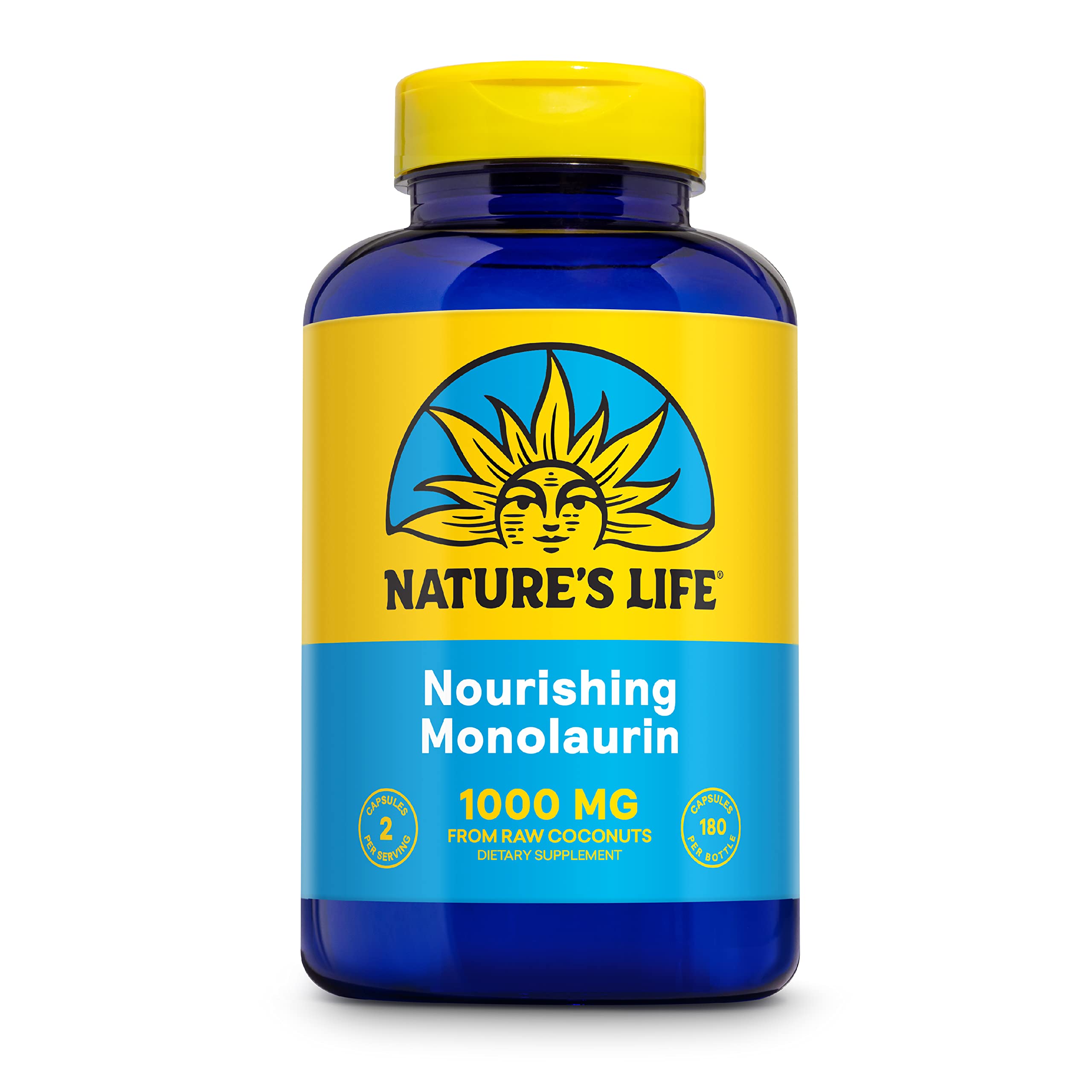 Nature's Life Monolaurin: botella frontal para apoyo inmune y bienestar intestinal.