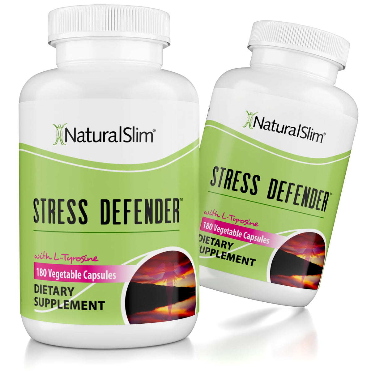 NaturalSlim Defensor del Estrés: botella con cápsulas para apoyo diario.
