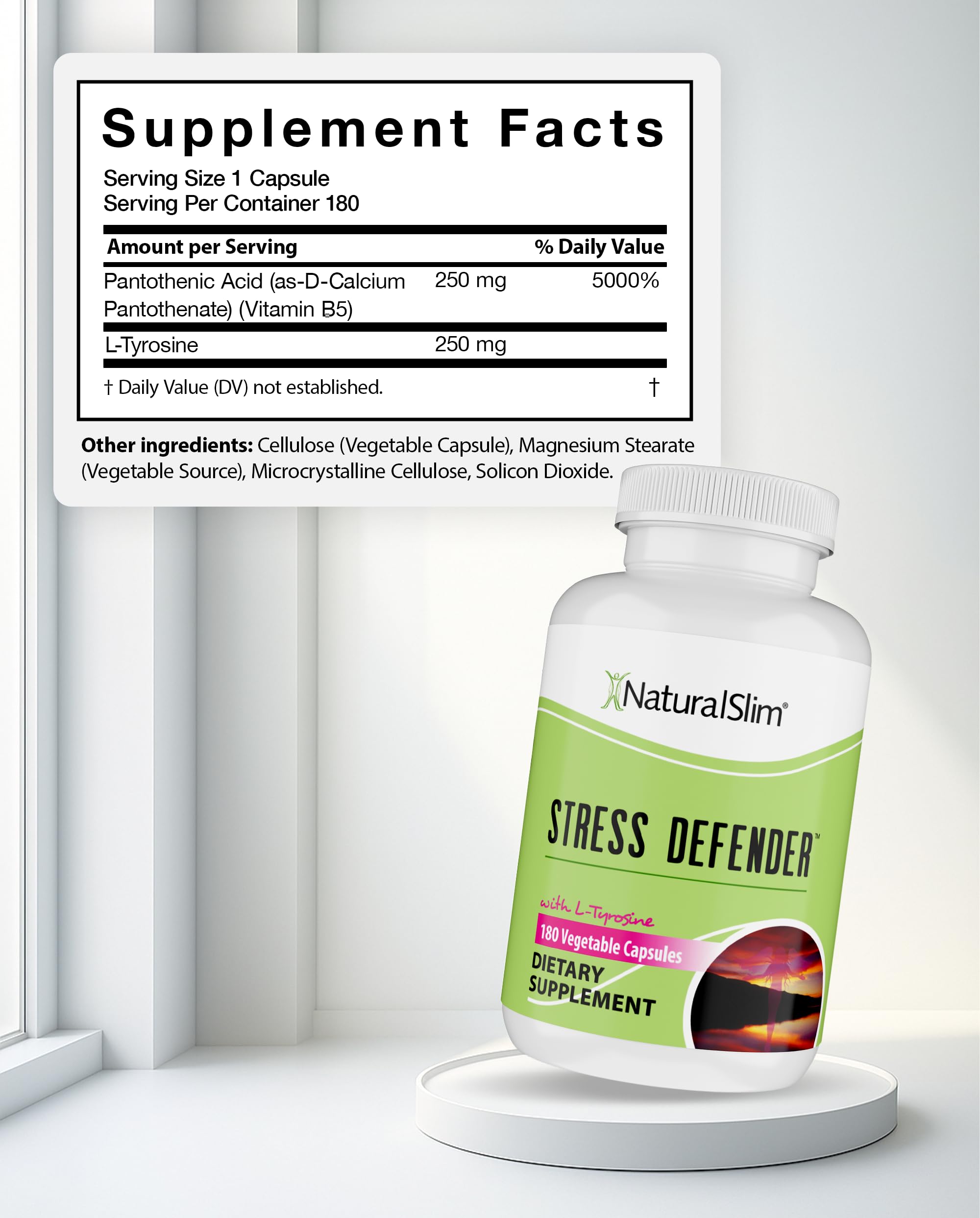 NaturalSlim Defensor del Estrés: cápsulas fáciles de tragar para manejo del estrés.