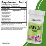 NaturalSlim Good Flora cápsulas vista de cerca para tamaño fácil de tragar.
