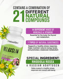 NaturalSlim Relaxslim etiqueta Rhodiola Rosea destaca adaptógenos.