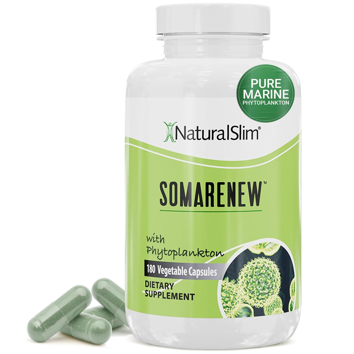 NaturalSlim Somarenew: botella de cápsulas para vitalidad diaria.