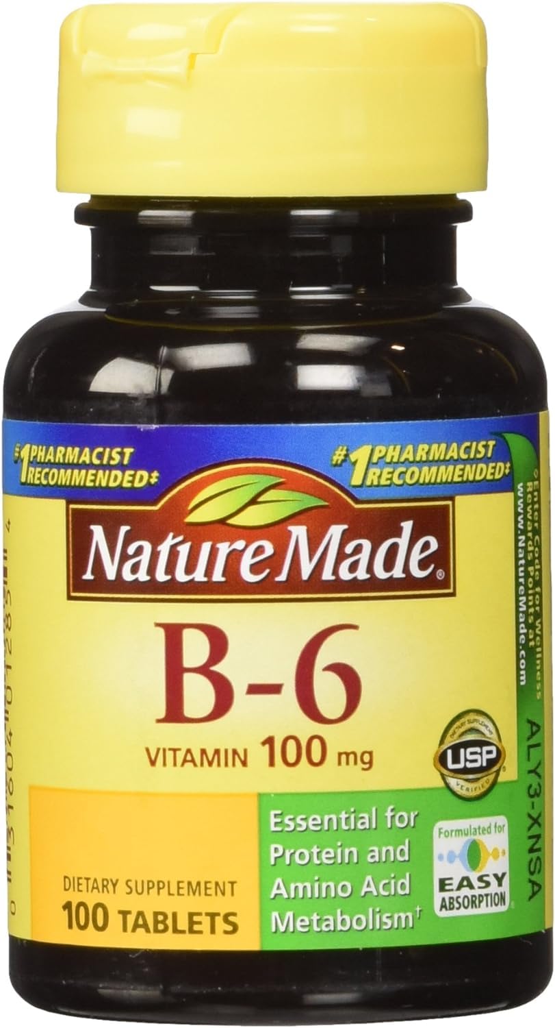 Nature Made Vitamina B-6 100 mg, tabletas, paquete doble para uso diario