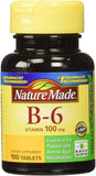 Nature Made Vitamina B-6 100 mg, tabletas, paquete doble para uso diario