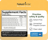 NaturaNectar botella de propóleos con etiqueta NSF para calidad certificada.