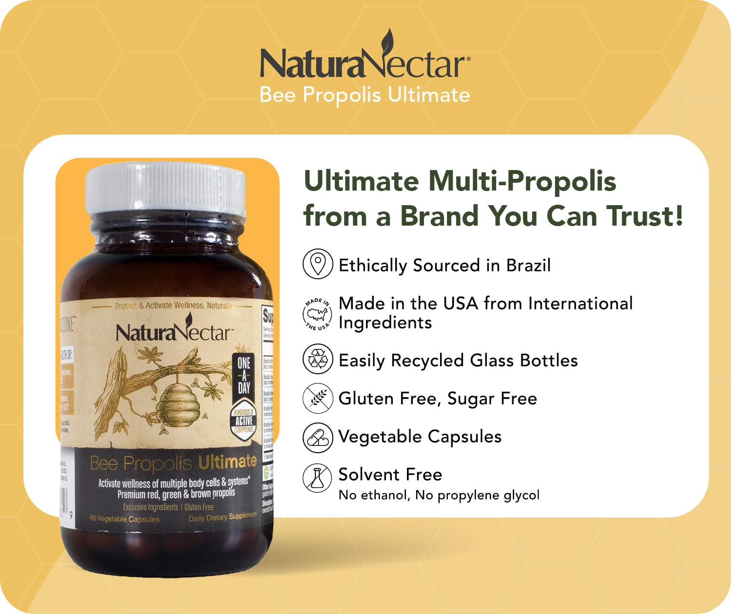 NaturaNectar Propolis verde: mezcla de propóleo para bienestar general.