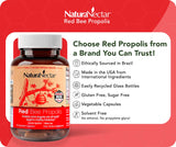 Etiqueta de NaturaNectar Propolis Rojo, muestra calidad y pureza.