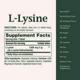 Nature's Bounty Lisina 1000 mg, dosis diaria recomendada, fácil de tomar.