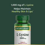 Nature's Bounty Lisina 1000 mg, etiqueta informativa y nutricional clara.