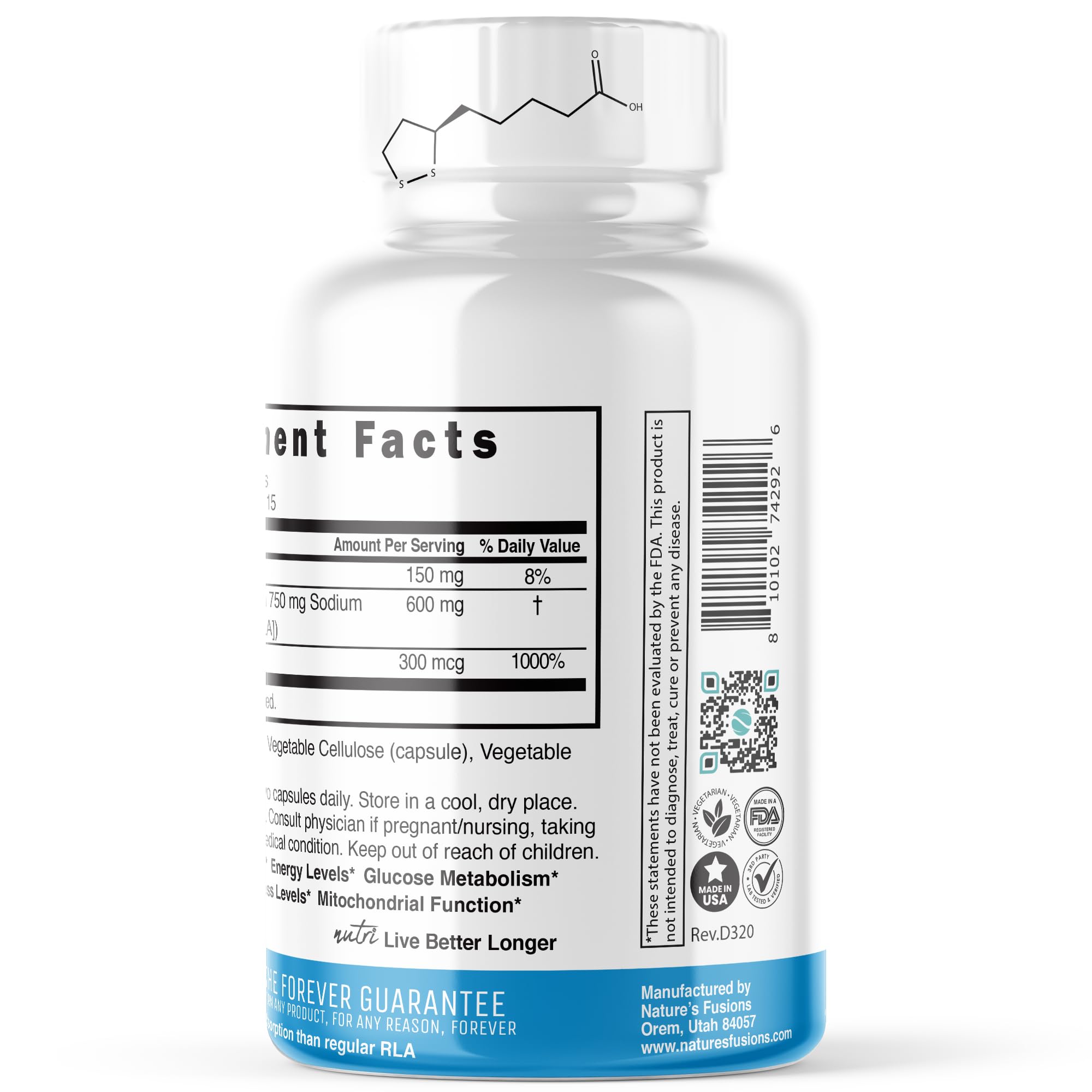 Nature's Fusions Nutri R ALA, energía celular diaria y apoyo antioxidante posible