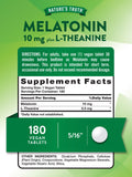 Nature's Truth Melatonina con L-teanina, comprimidos para relajación vespertina.