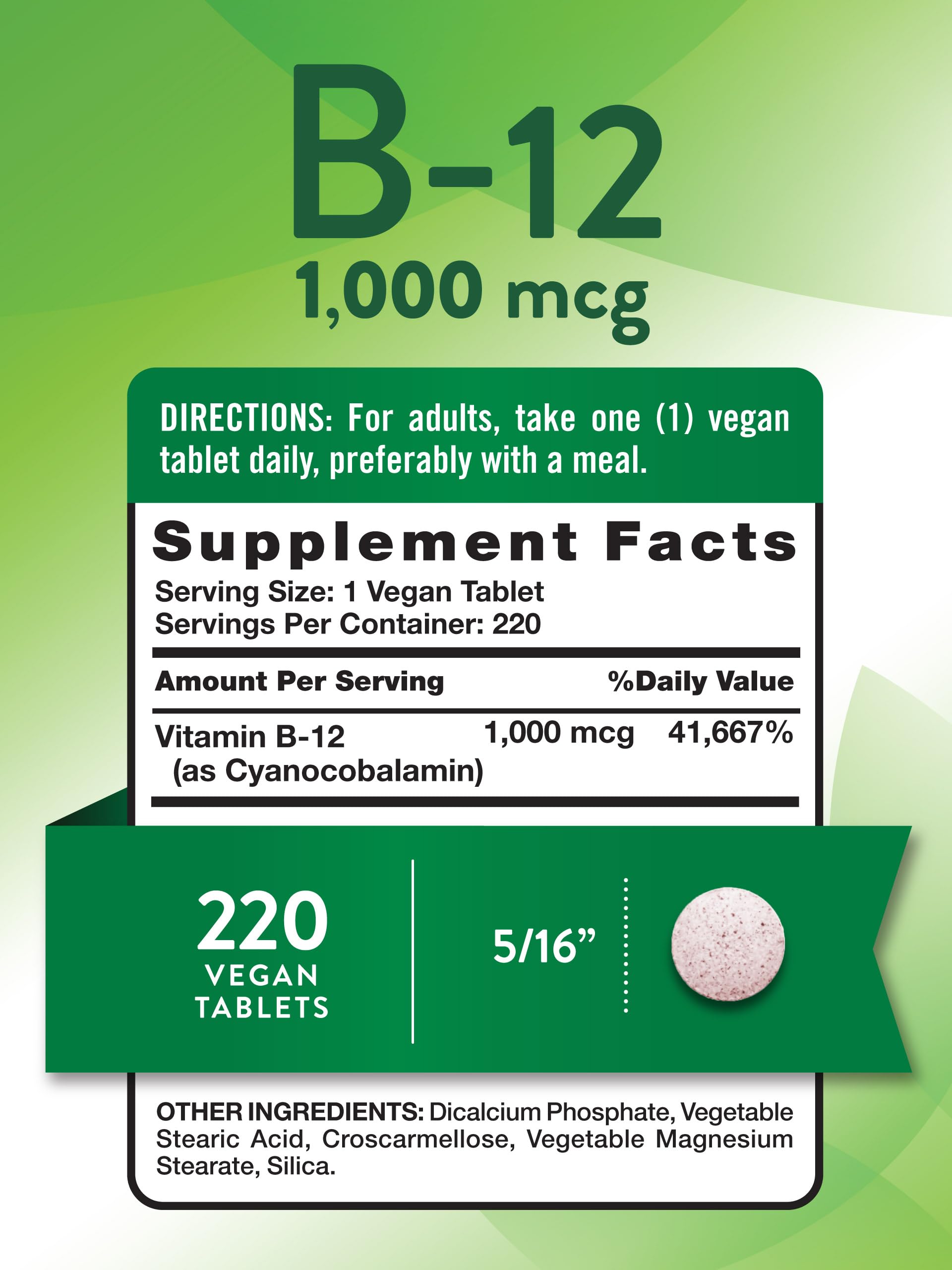 Nature's Truth Tabletas veganas 1000 mcg listas para incorporar en tu rutina.