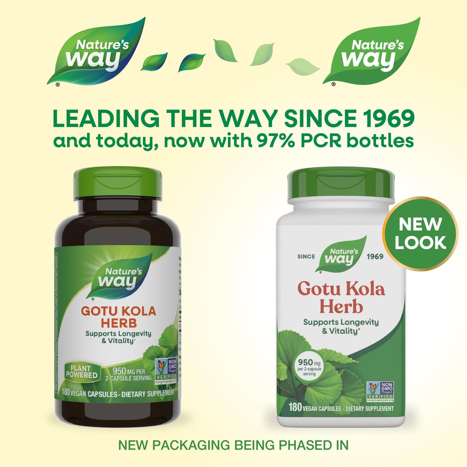 Nature's Way Gotu Kola, cápsulas dentro de la caja, uso diario.