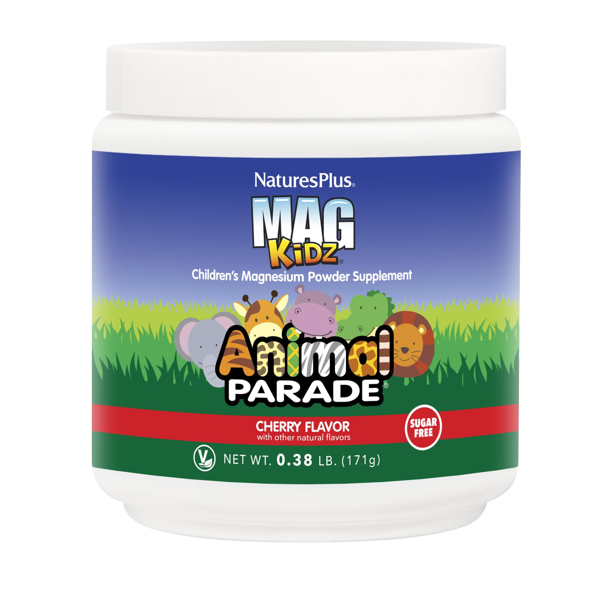NaturesPlus MagKidz sabor cereza en envase, opción atractiva para niños.