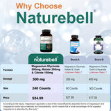 NatureBell Complejo de Magnesio cápsulas para suplementación diaria con tres formas