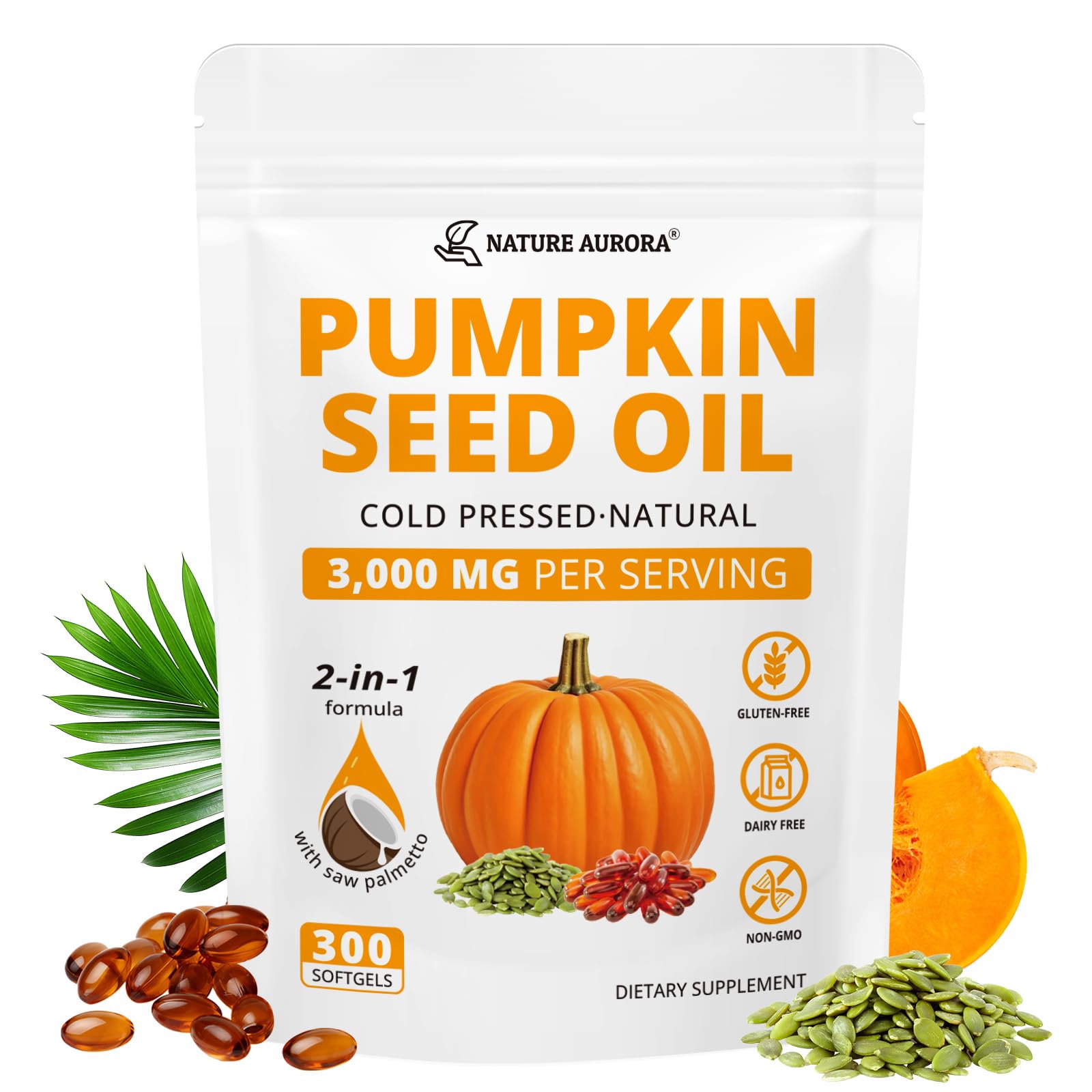 Nature Aurora bote cápsulas aceite de calabaza con Serenoa repens para uso diario