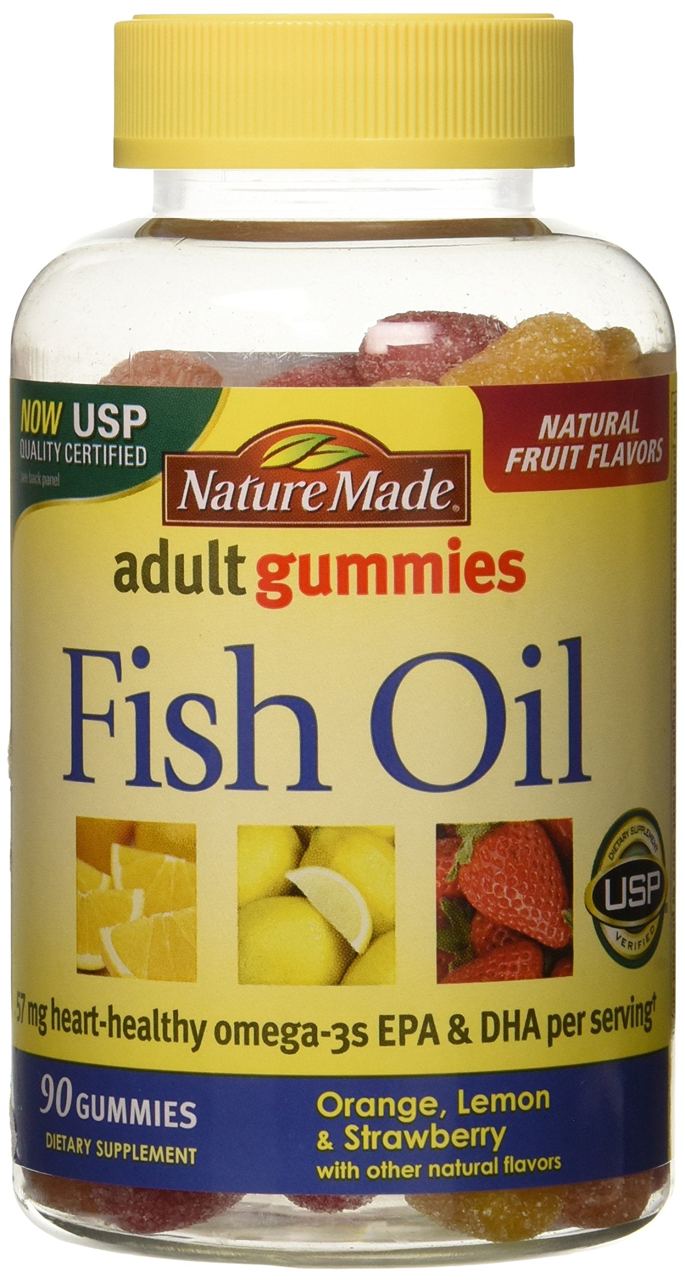 Nature Made gominolas de aceite de pescado sabor naranja, ideal para consumo diario.