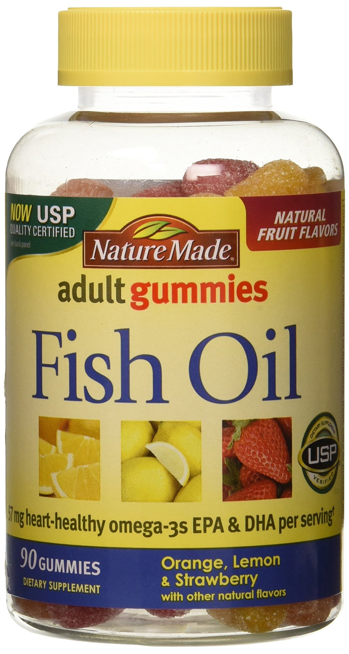 Nature Made gominolas de aceite de pescado sabor naranja, ideal para consumo diario.