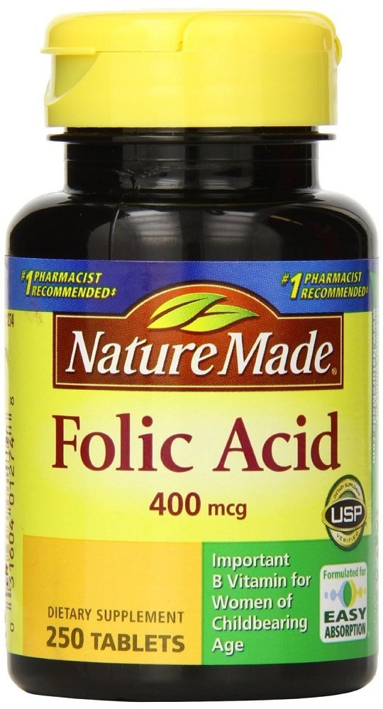 Nature Made ácido fólico 400 mcg, 250 cápsulas, cuatro envases; complemento para la ingesta diaria.