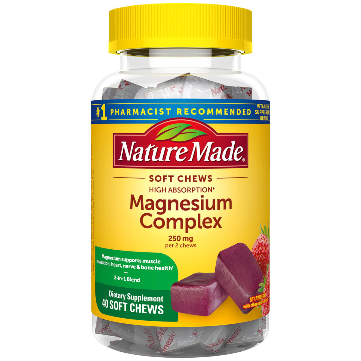 Nature Made high absorption magnesium, gomitas para relajación muscular