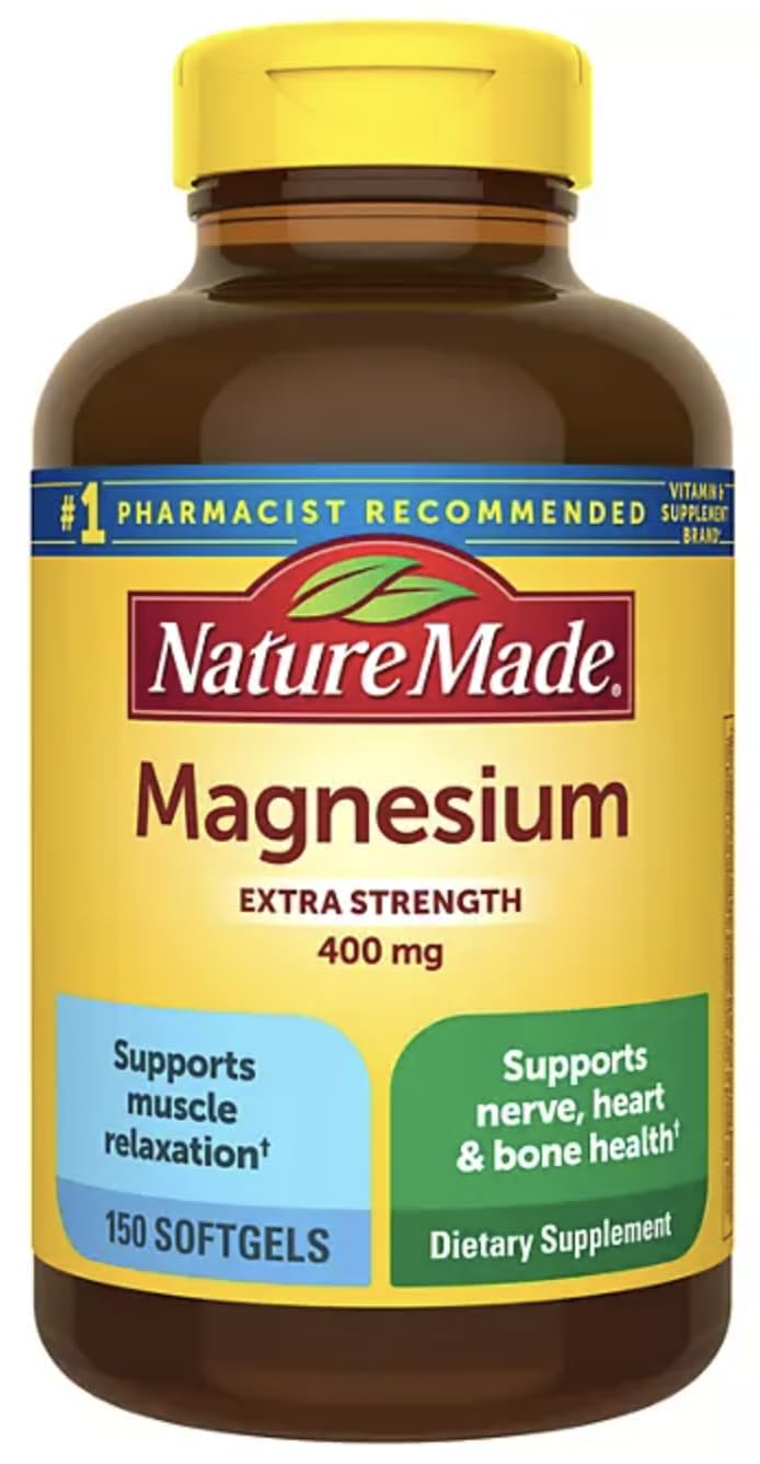 Nature Made Magnesio de alta potencia 400 mg en botella para uso diario.