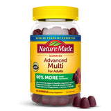 Nature Made Advanced Multivitamin Gummies en botella, apoyo diario de energía para adultos.