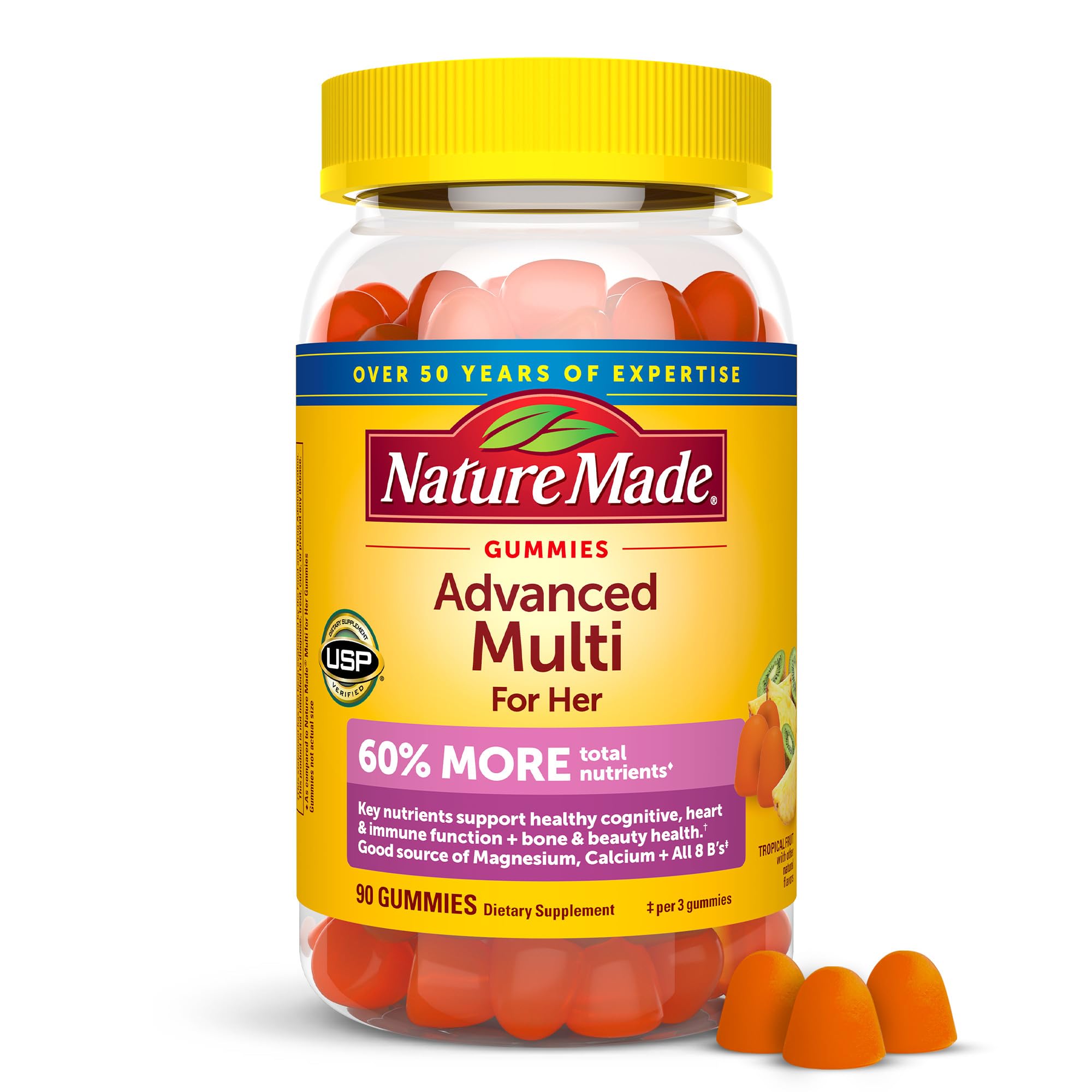 Nature Made Advanced gomitas para mujer, botella de 90 gomitas lista para uso diario