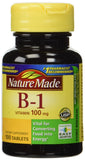 Nature Made B-1 100 mg tabletas en botella, apoyo a la energía diaria.