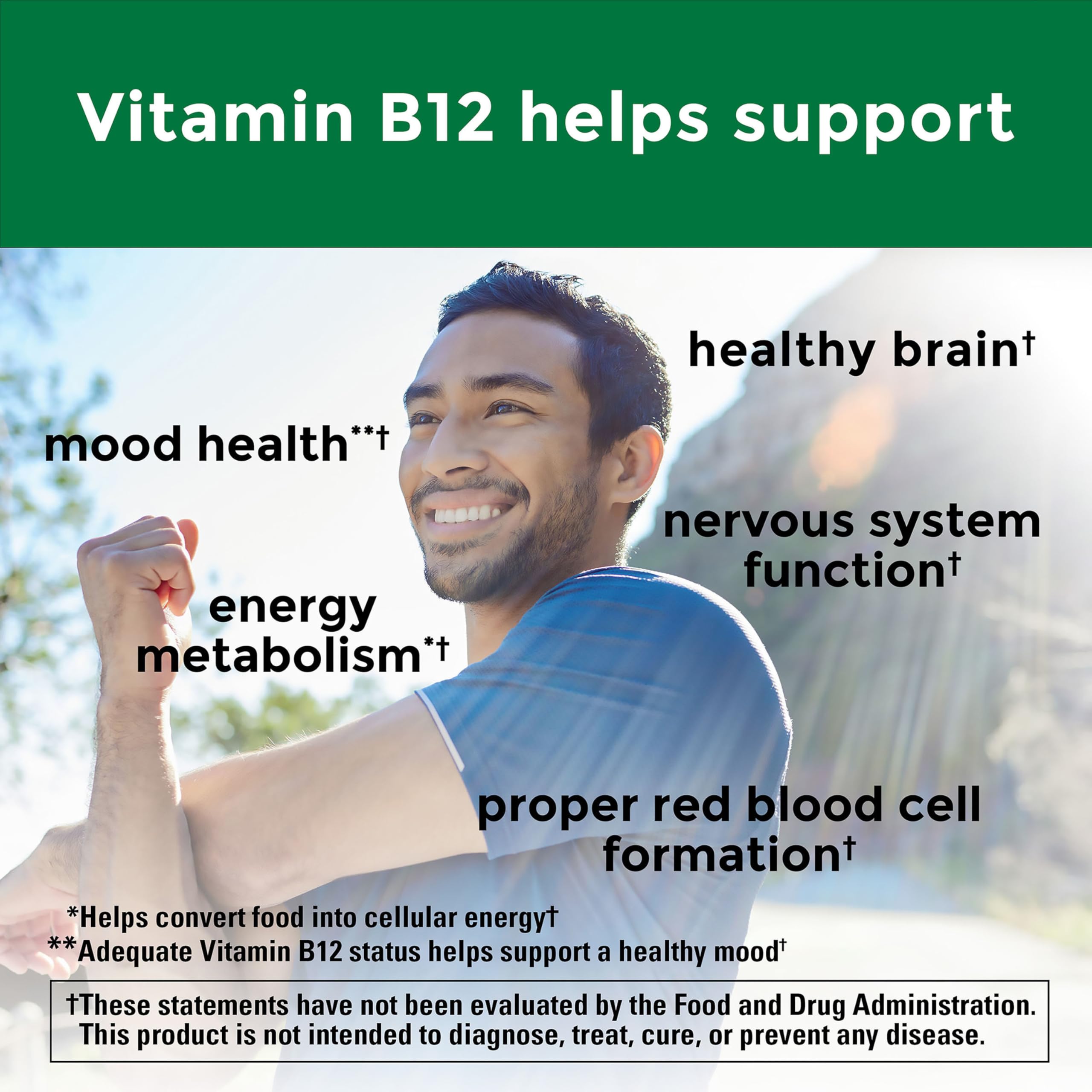 Nature Made B12 1000 mcg, frasco de 75 días para rutina diaria.