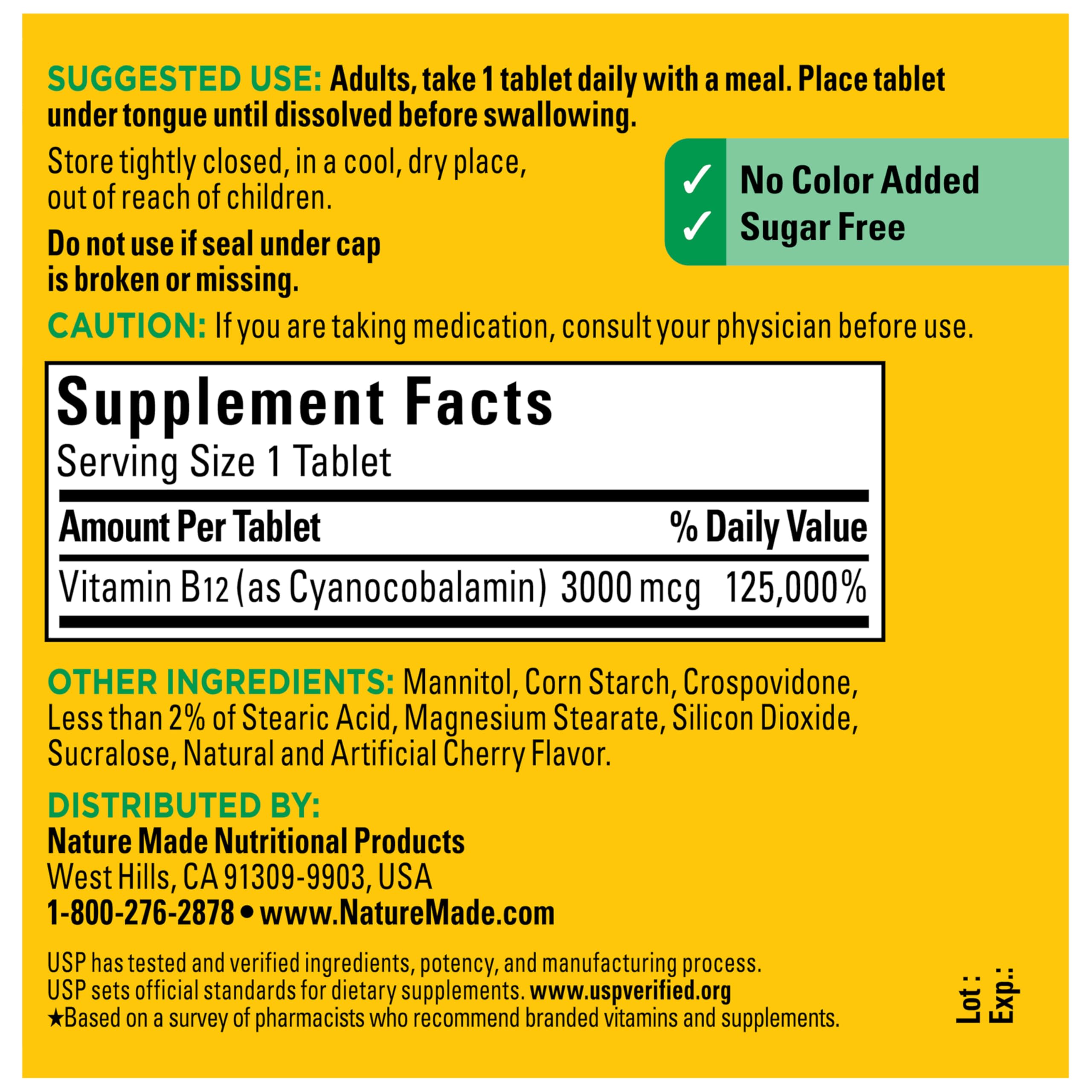Nature Made B12 3000 mcg, adecuado para estilos de vida activos