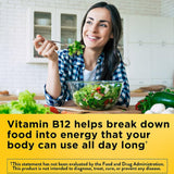 Nature Made B12 Gummies etiqueta frontal, apoya metabolismo energético.