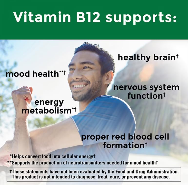 Nature Made B12 Gummies etiqueta nutricional, opción sin gluten y sin jarabe alto en fructosa.