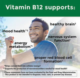 Nature Made B12 Gummies etiqueta nutricional, opción sin gluten y sin jarabe alto en fructosa.