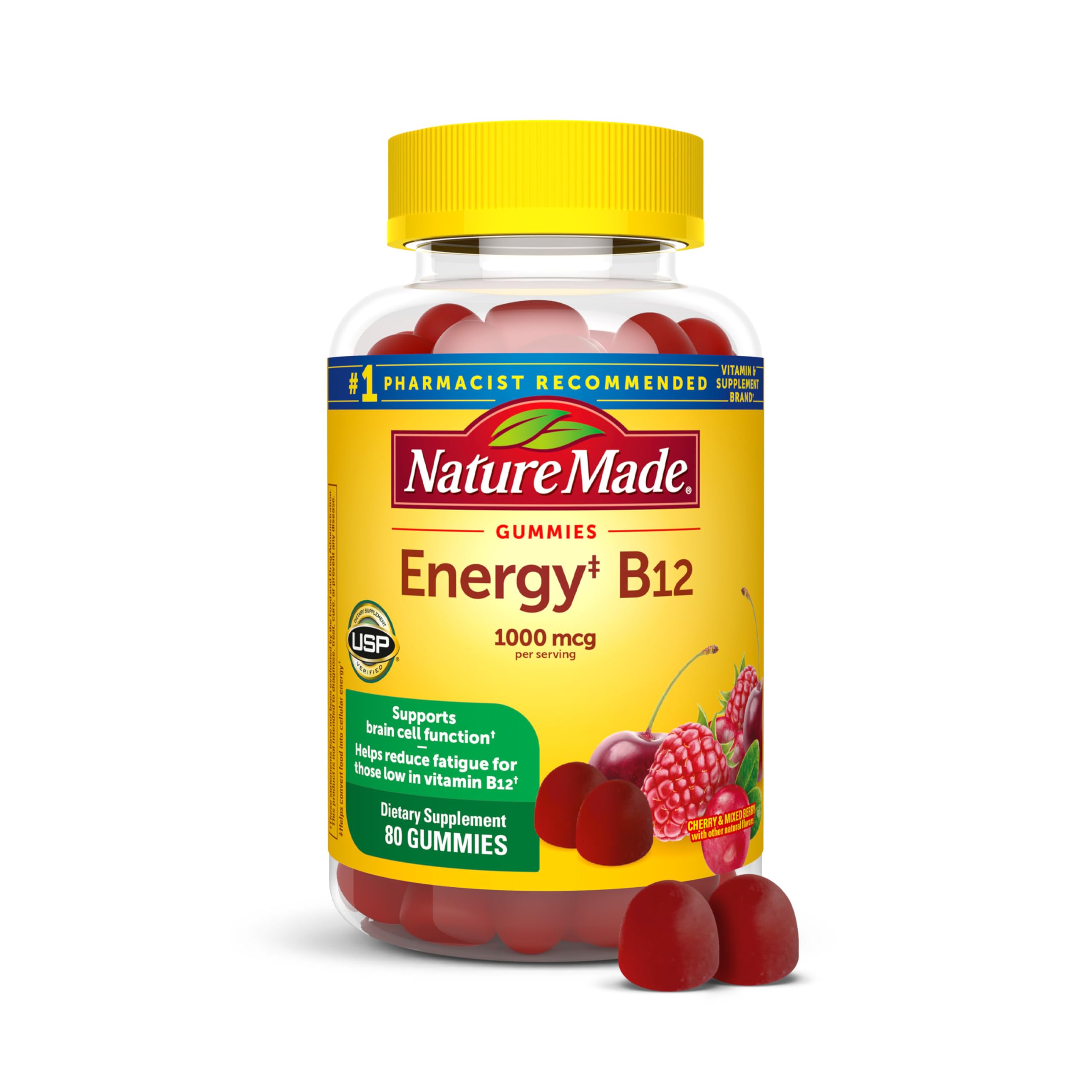 Nature Made B12 Gummies frasco de 80 gominas para energía diaria