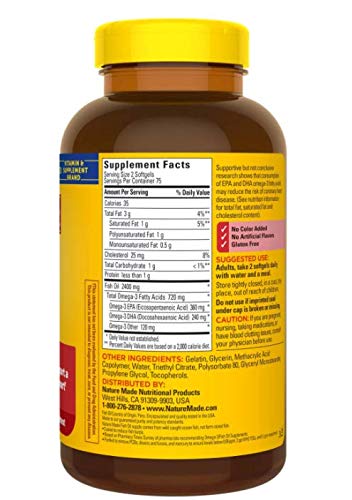 Nature Made botella de cápsulas Omega-3, fácil consumo en cualquier momento.