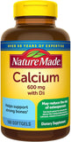 Nature Made calcio 600 mg con vitamina D, botella 2-pack, apoyo a la salud ósea diaria.