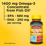 Nature Made cápsulas omega-3 minis, tragar fácil, empaque compacto.