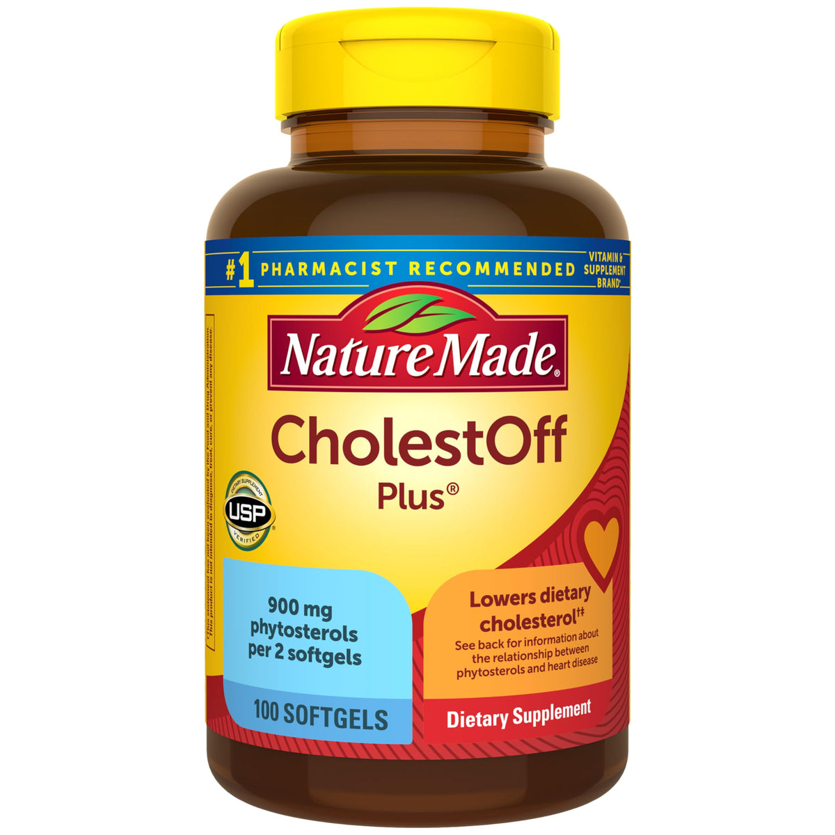 Nature Made CholestOff Plus botella de 100 cápsulas para apoyo cardíaco