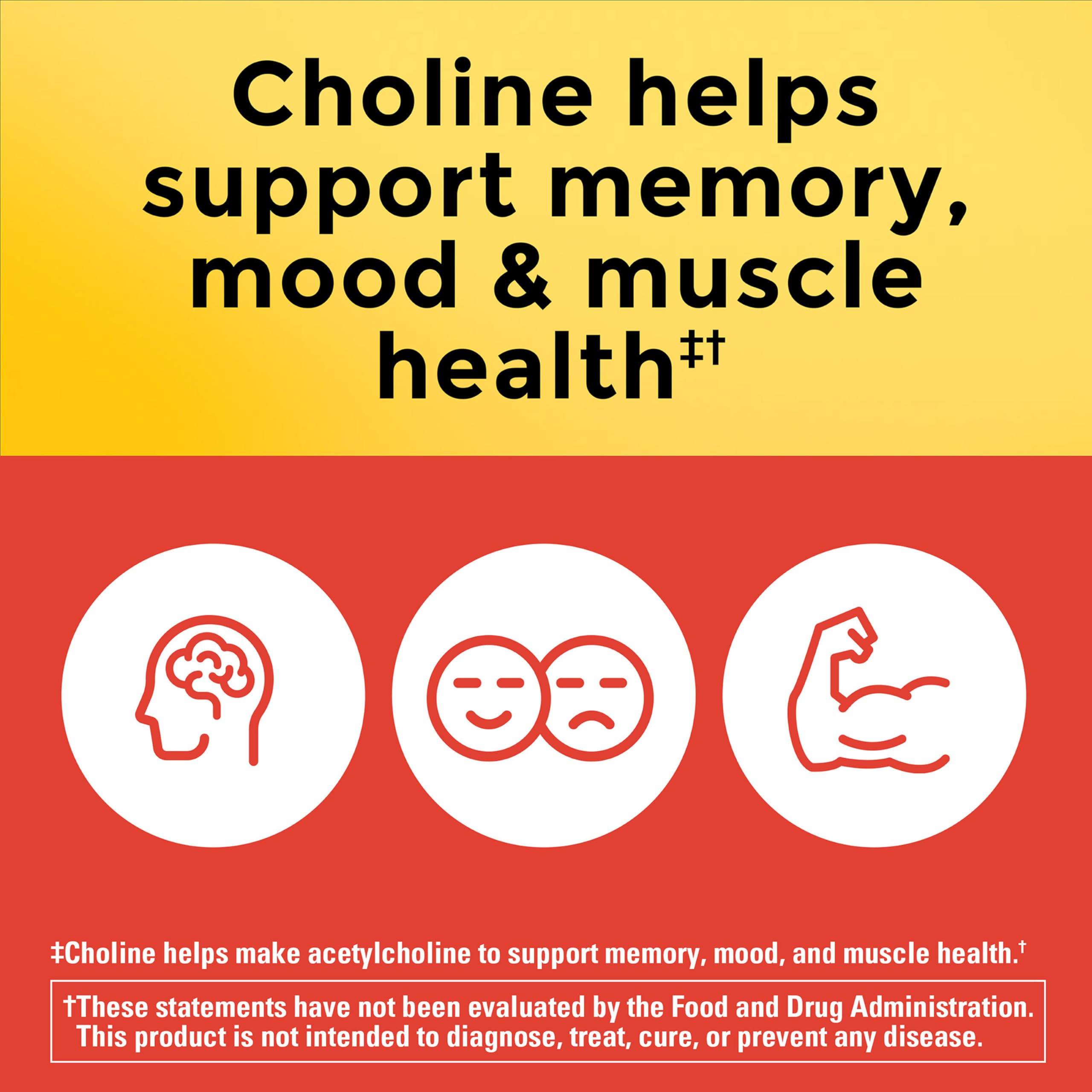 Nature Made Choline 800 mg capsulas dentro del frasco, formato vegetariano