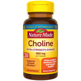 Nature Made Choline 800 mg capsulas en frasco, apoyo a la atencion enfocada