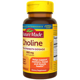 Nature Made Choline 800 mg capsulas ordenadas, facil conteo de dosis diarias