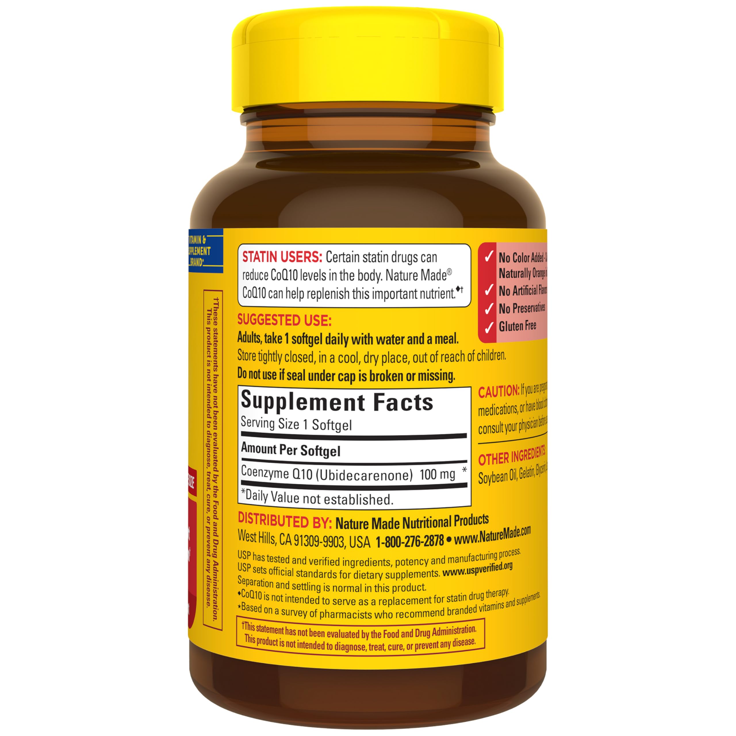 Nature Made CoQ10 100 mg: envase de 72 cápsulas, suministro para 72 días.