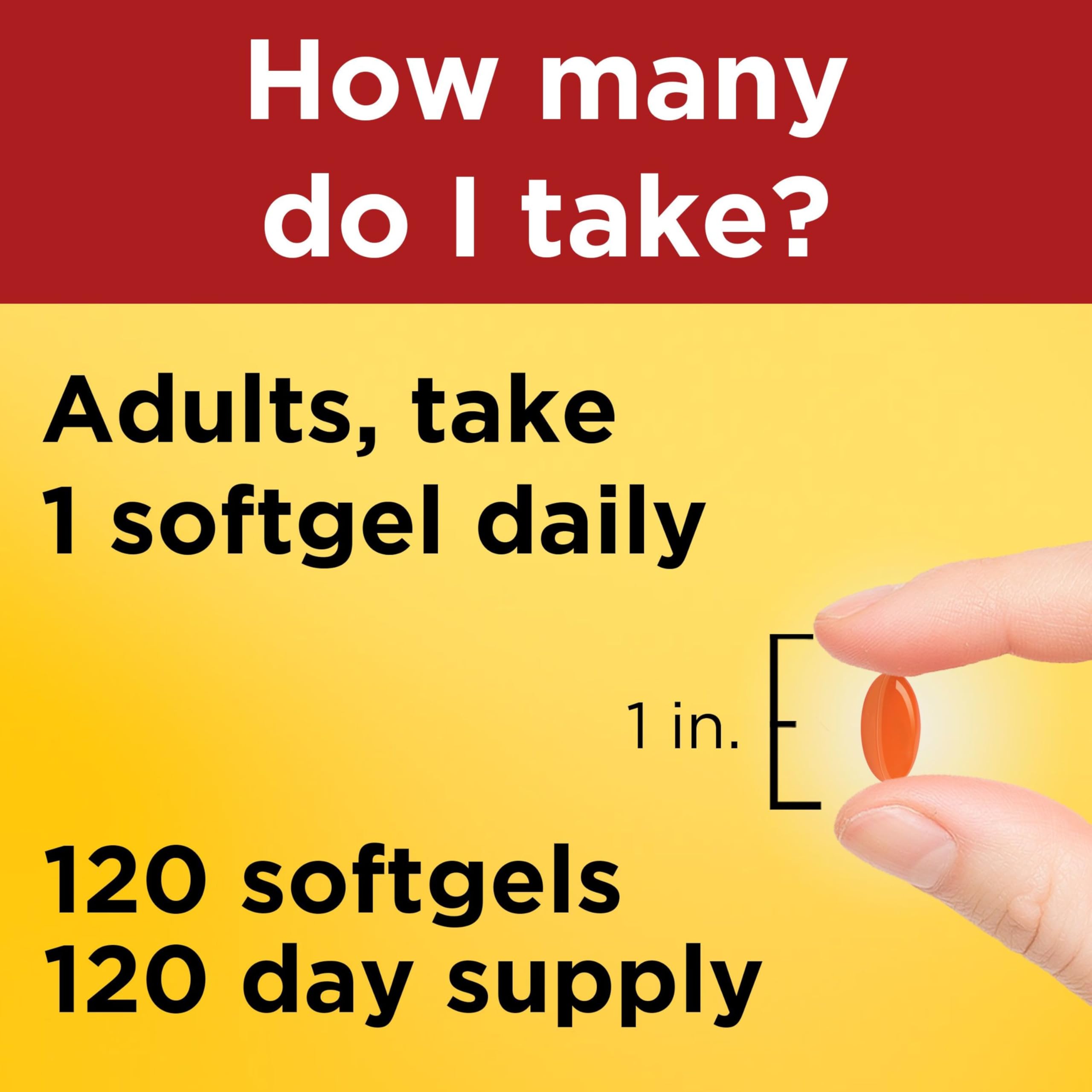 Tomar una softgel diaria con agua para Nature Made CoQ10 100 mg.
