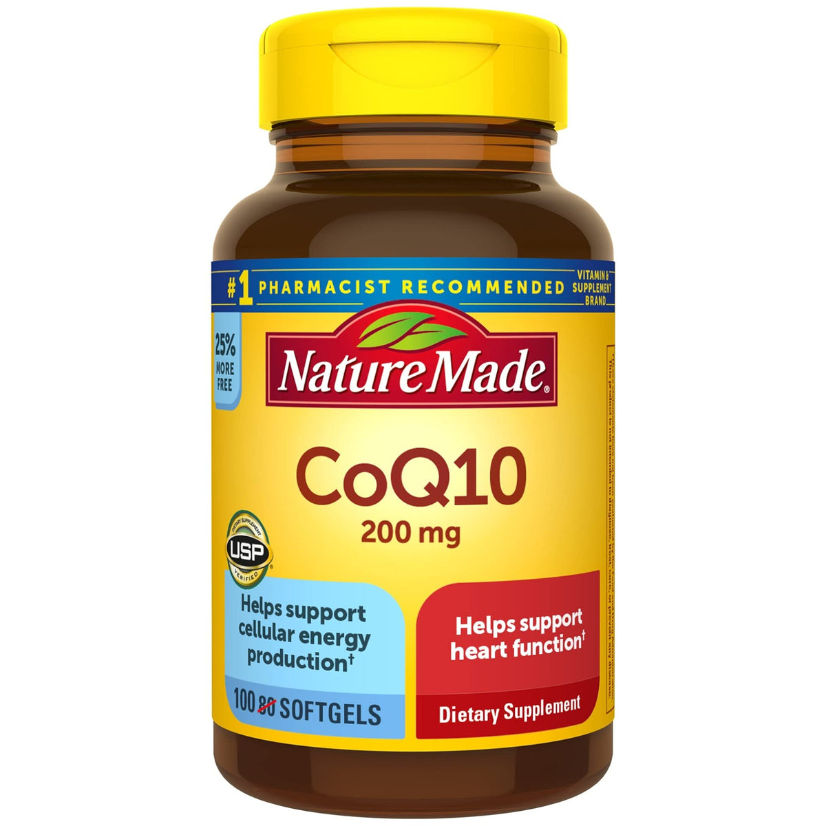Nature Made CoQ10 200 mg cápsulas blandas en caja, apoyo para energía diaria.